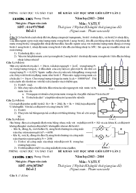 Đề khảo sát học sinh giỏi lớp 9 lần II năm học 2013 - 2014 môn  Vật lý